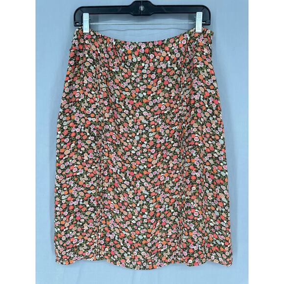 Y2K Vintage Skirt Large Brown Floral Midi Cottage Boho Bohemian 90s Fairy Pink - Picture 4 of 8